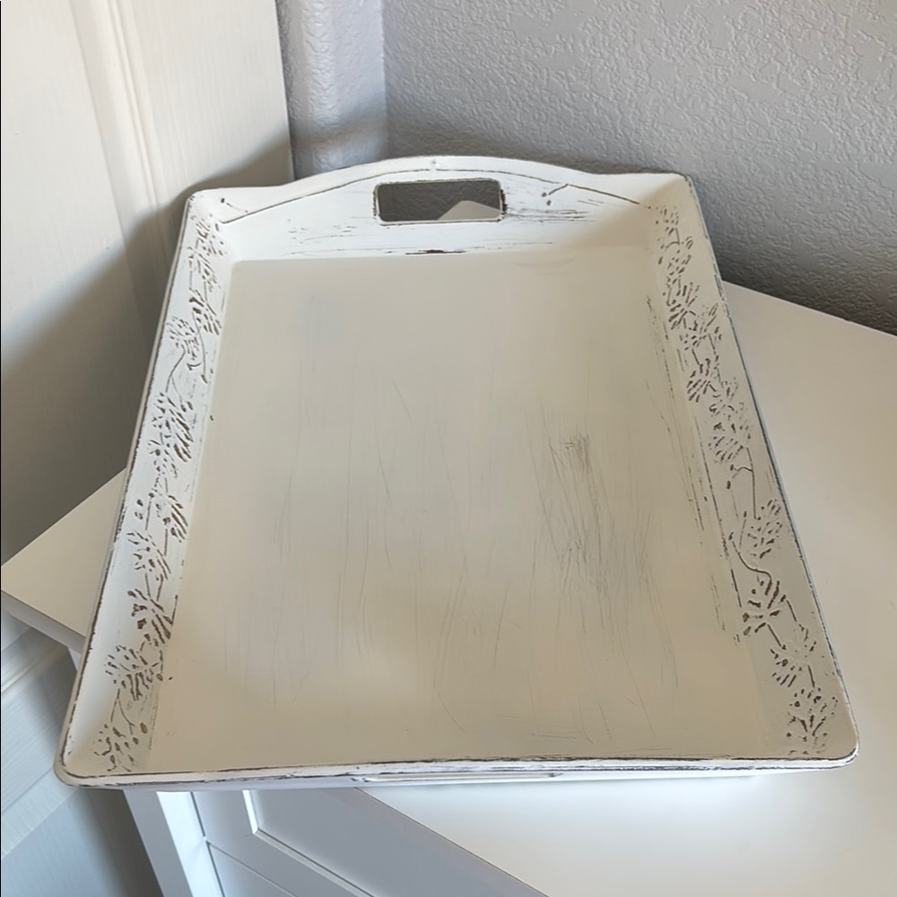 Shabby Chic White Decorative Tray